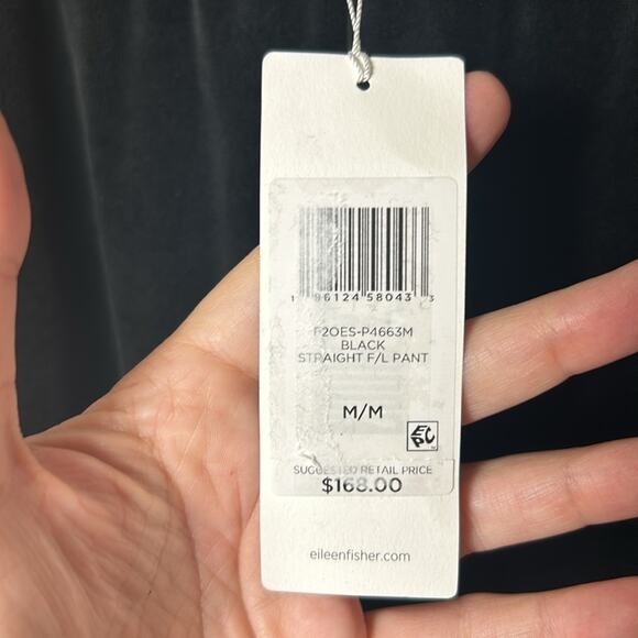 NWT Eileen Fisher black velour easy fit full length pants - Picture 14 of 14